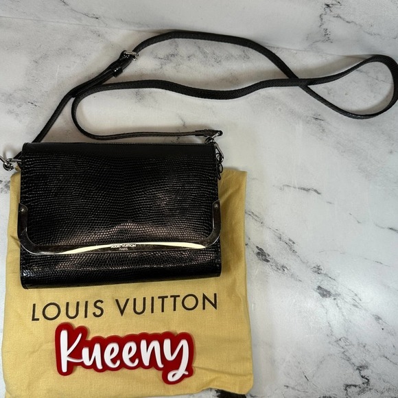 Louis Vuitton Exotic Lizard Leather Rossmore PM Black Evening Crossbody LV Bag - Picture 2 of 15